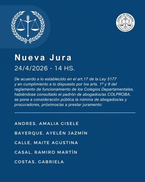 Acto de Jura de nuevas matriculadas y matriculados