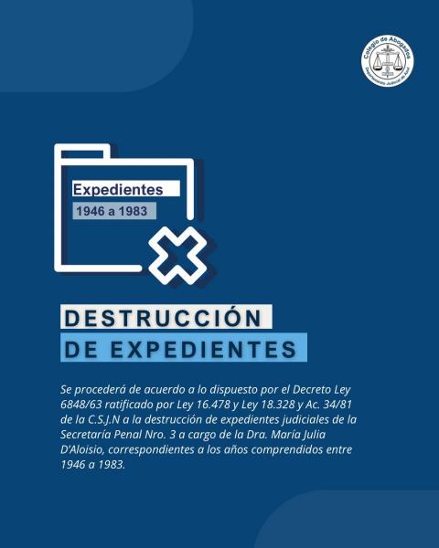 Destrucción de expedientes del Juzgado Federal Nº 1 de Azul