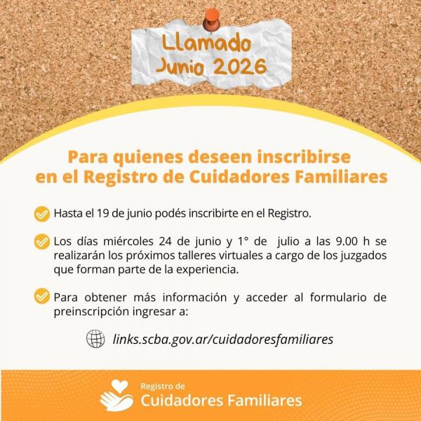 Inscripciones abiertas al Registro de Cuidadores Familiares