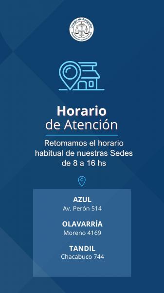 Se retoma el horario habitual de atención en la Sede y Subsedes del Colegio