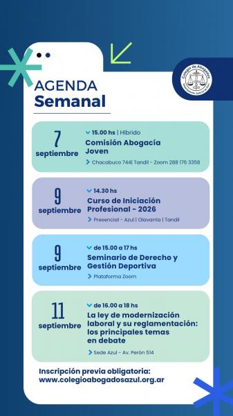 Agenda semanal de actividades del Colegio