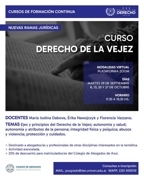 La Facultad de Derecho ofrece el curso “Derecho de la Vejez”