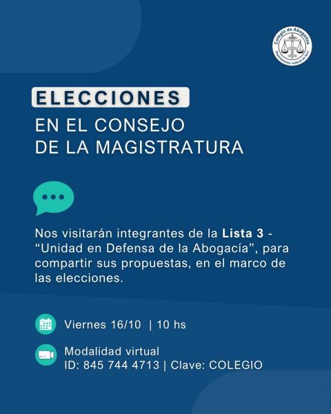 Elecciones en el Consejo de la Magistratura de la Nación para representar al estamento de la Abogacía