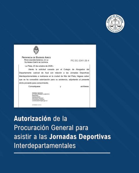 Autorización para asistir a las Jornadas Deportivas Interdepartamentales