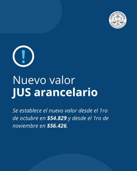 Actualización del valor del JUS arancelario aplicable a octubre y noviembre
